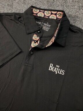 Section 119 The Beatles Polo Shirt Mens Medium Performance Stretch Golf Black